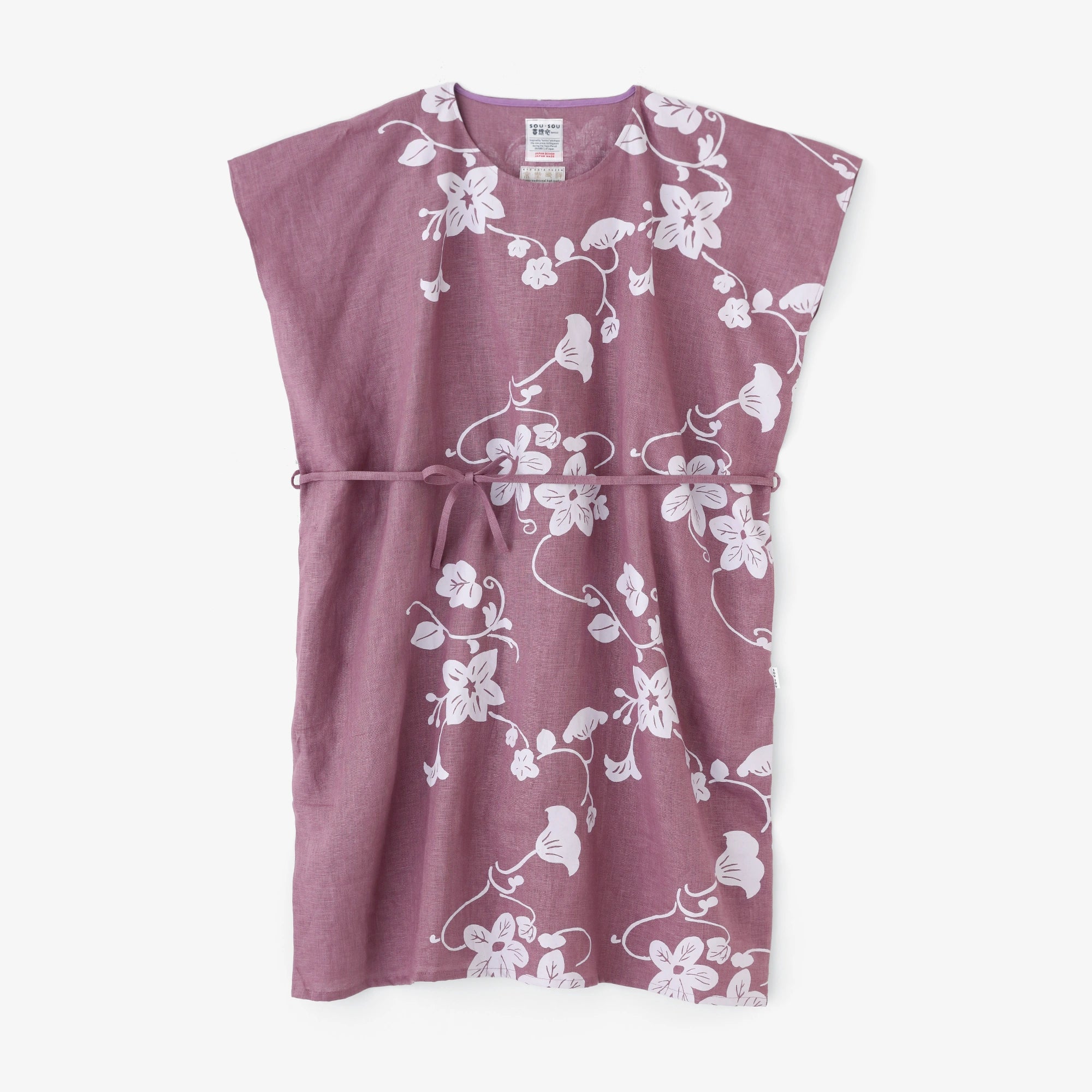 麻 長方形洋裝／優美和留白  淺粉色