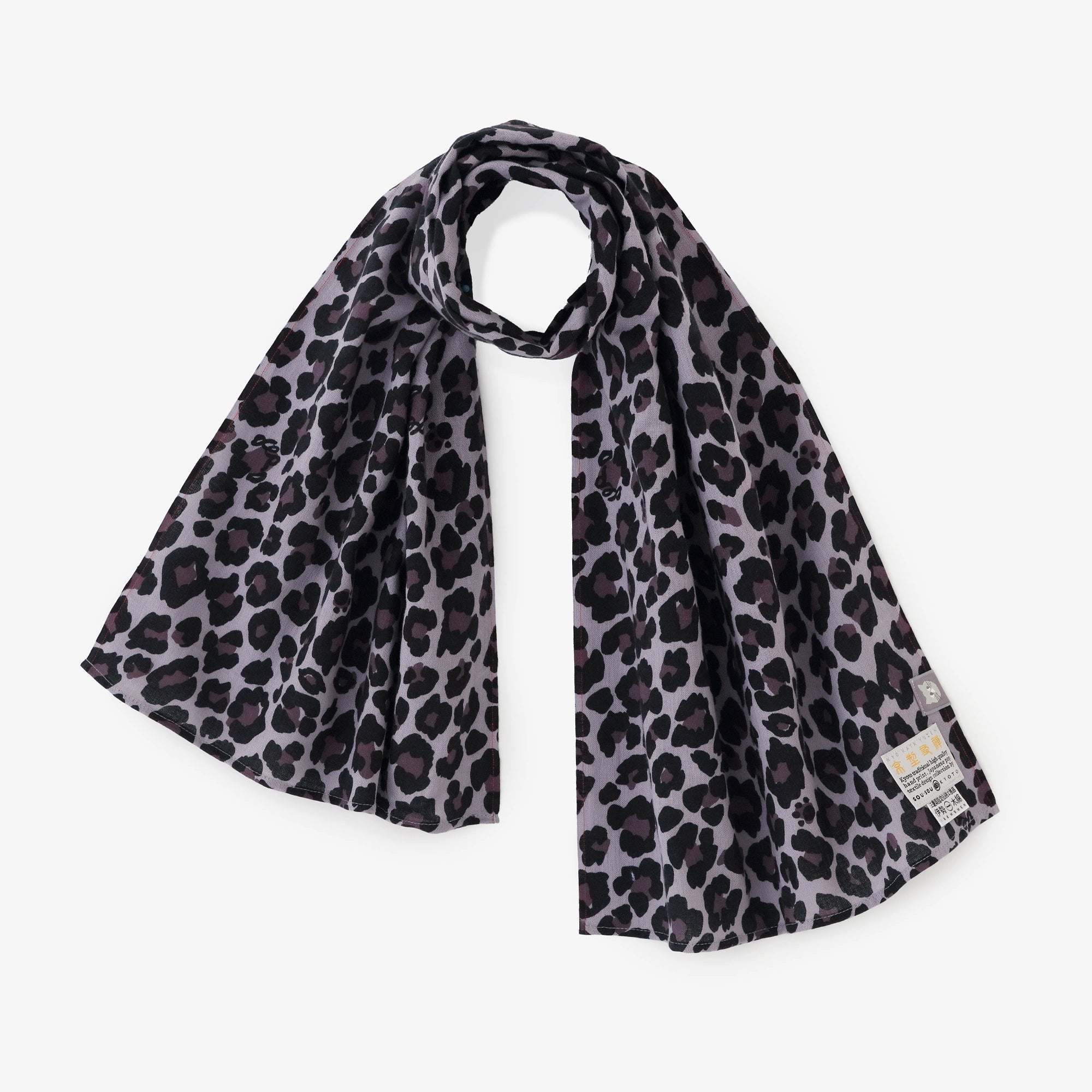【6月30日頃発送予定】伊勢木綿 くびまき 短丈／dopo leopard Midnight