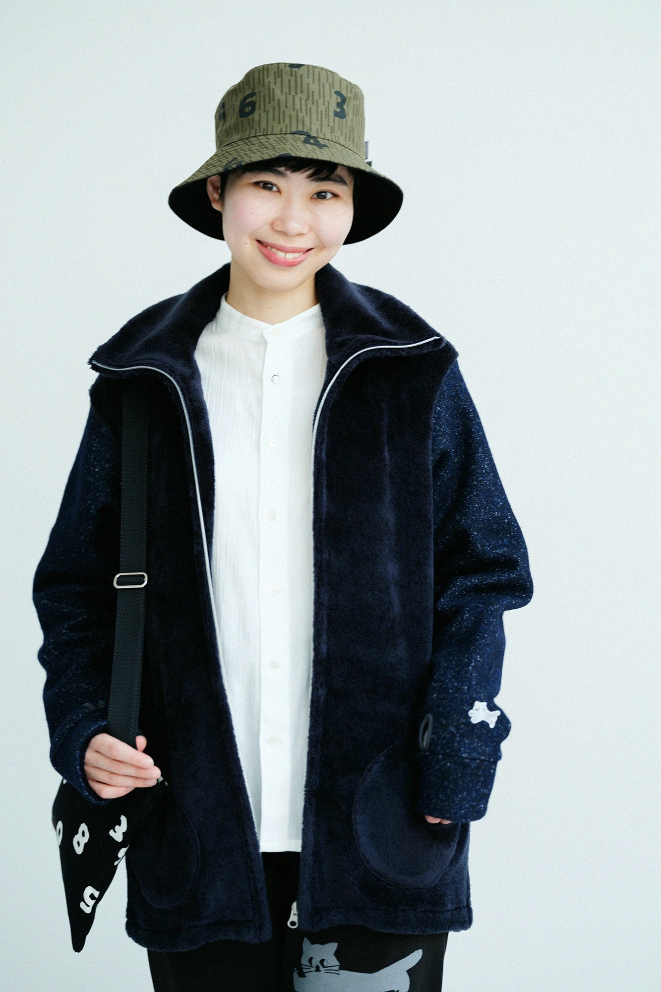Boa x Wollboucle ZIP UP N.W BIKE Blouson/Marine x Marine