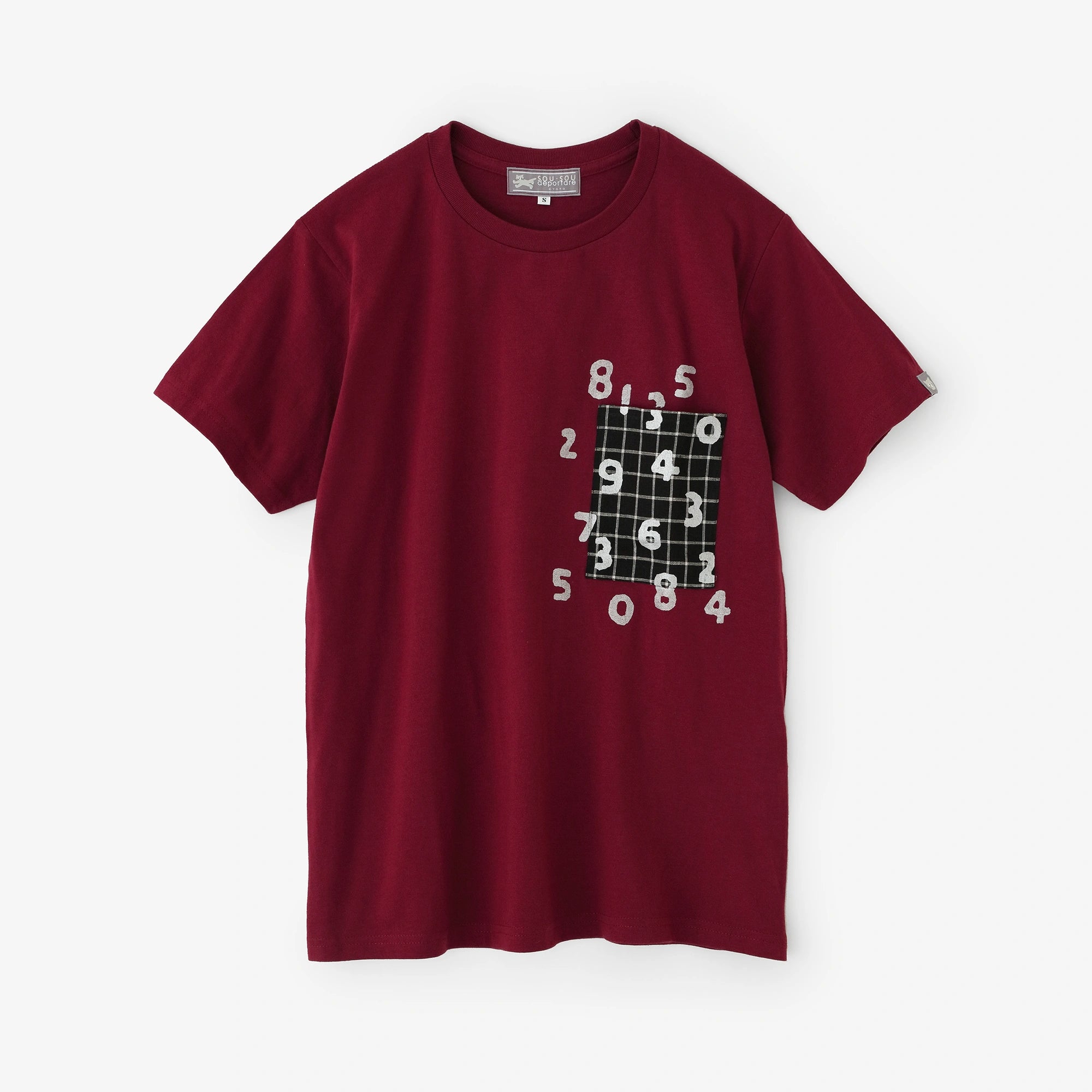 半袖 ポケットTシャツ[5.0]／バーガンディ×SO-SU-U昆（こん）