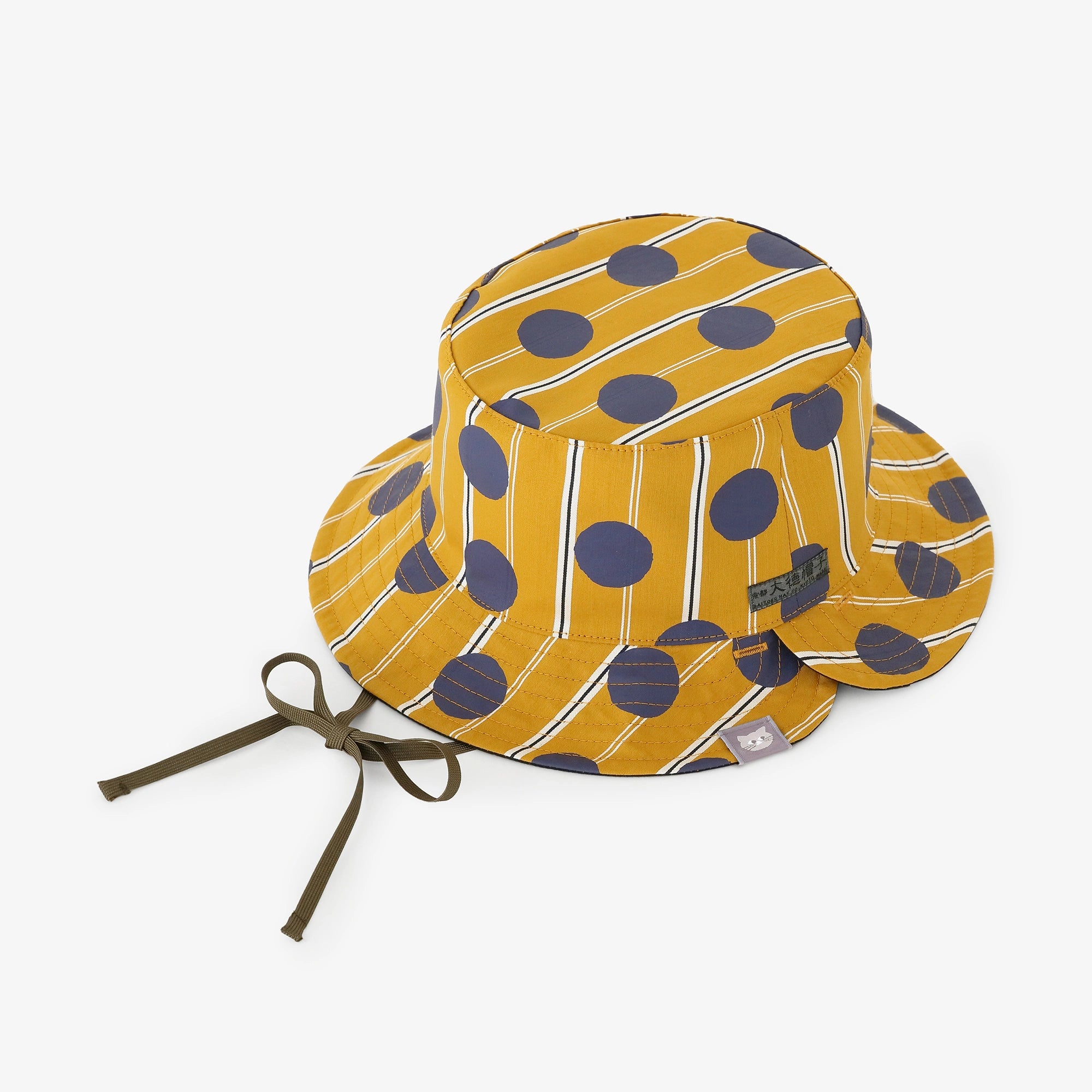 サテンストライプ リバーシブル BIKE HAT／すいぎょく 山吹茶（やまぶきちゃ）