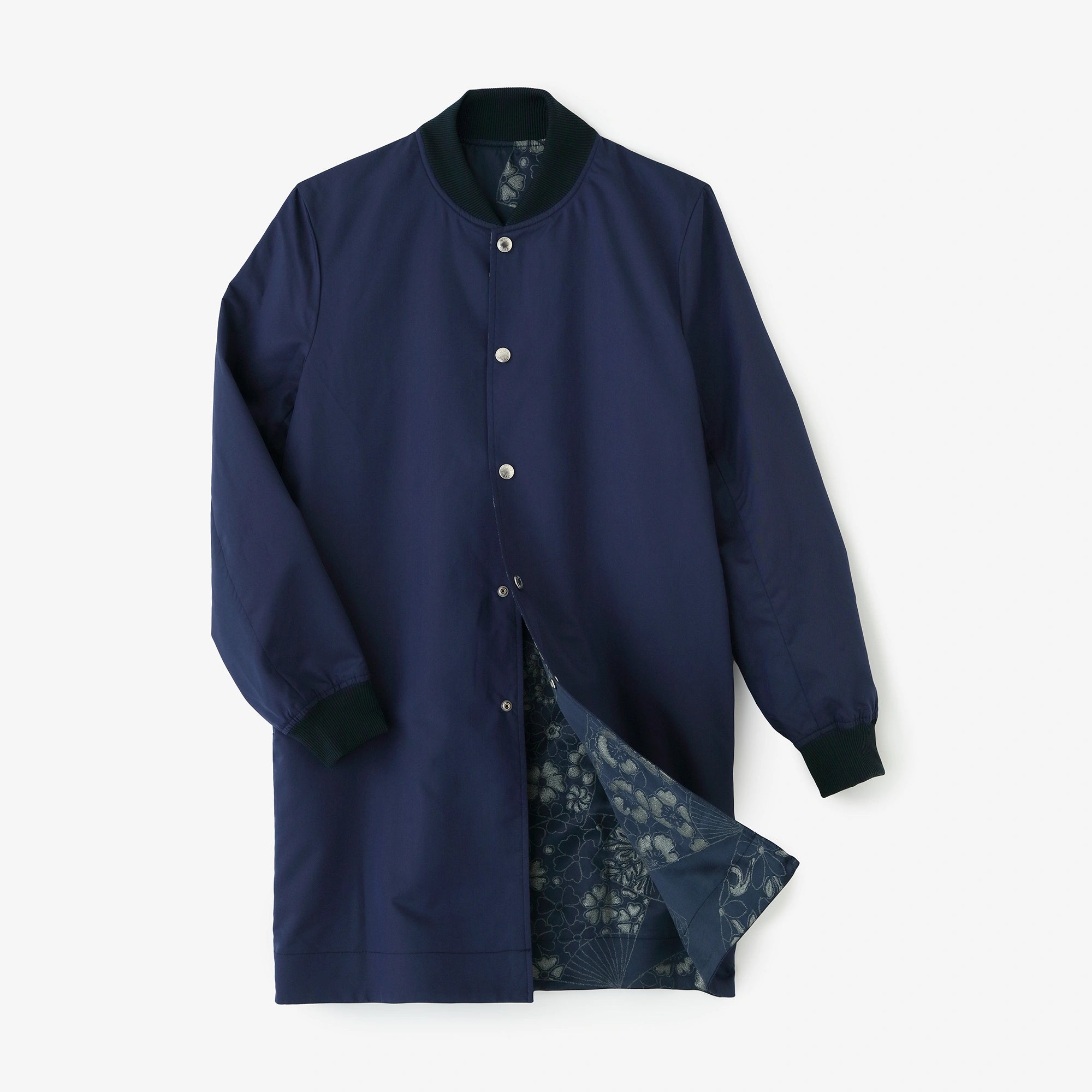 [Expédition prévue fin avril] Blouson réversible en sergé chambray/marine x éventail