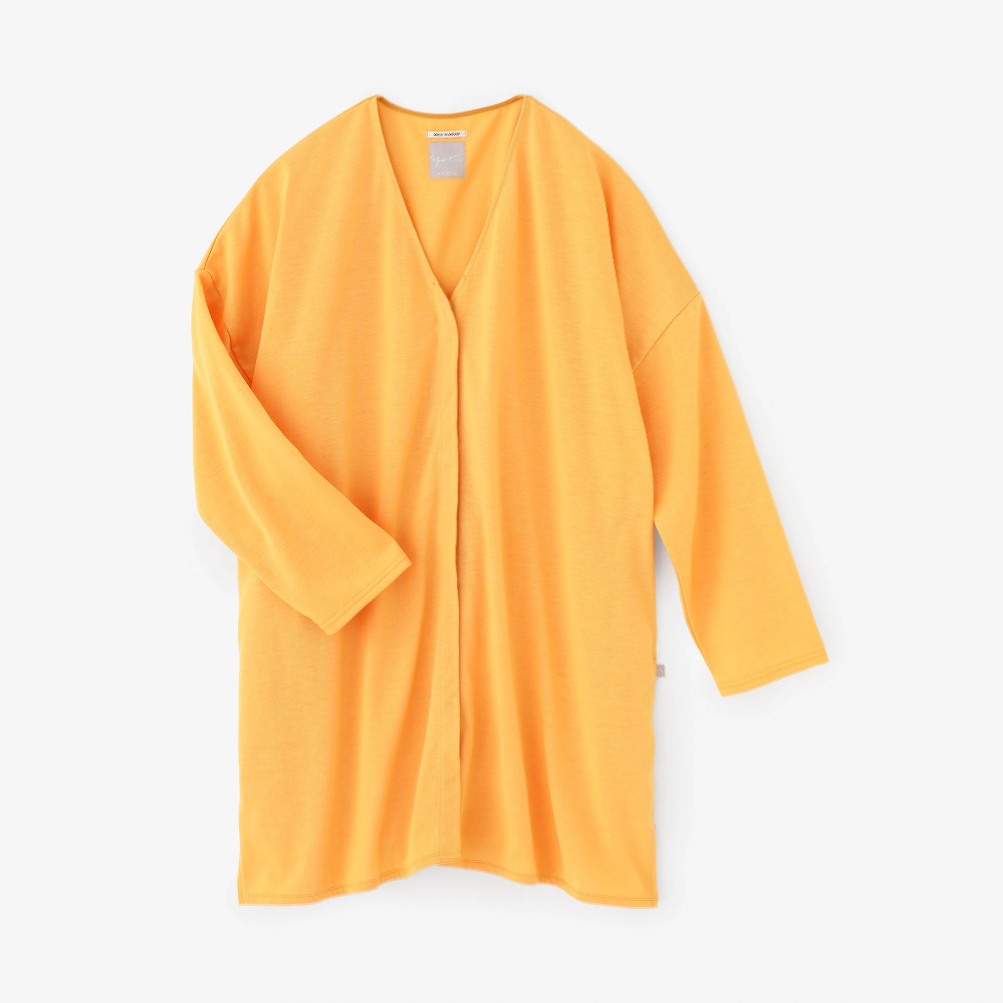 パラレルヤーンジャージー Vネックライトチュニックコート／イエロー