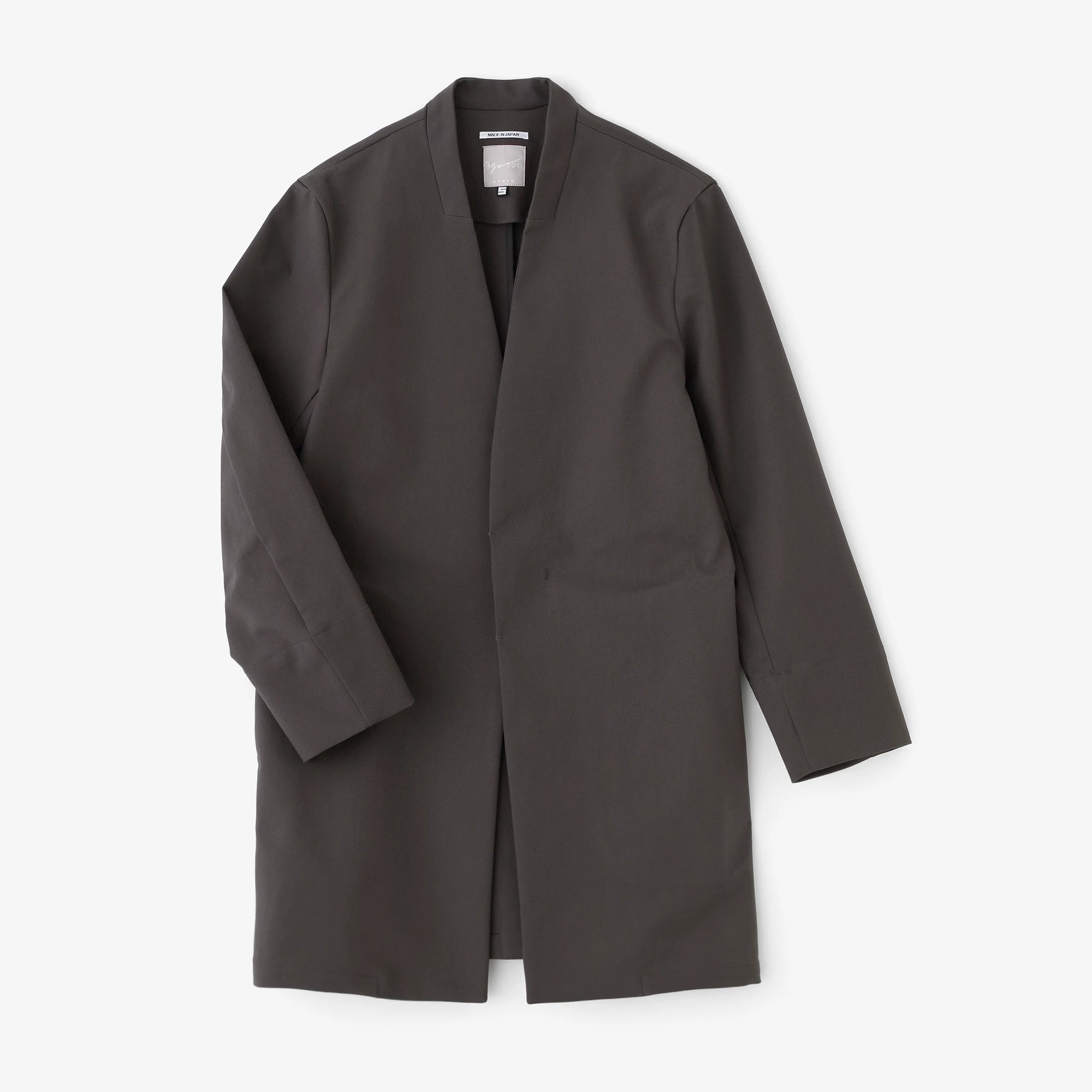 二重织弹性无领外套／深灰色