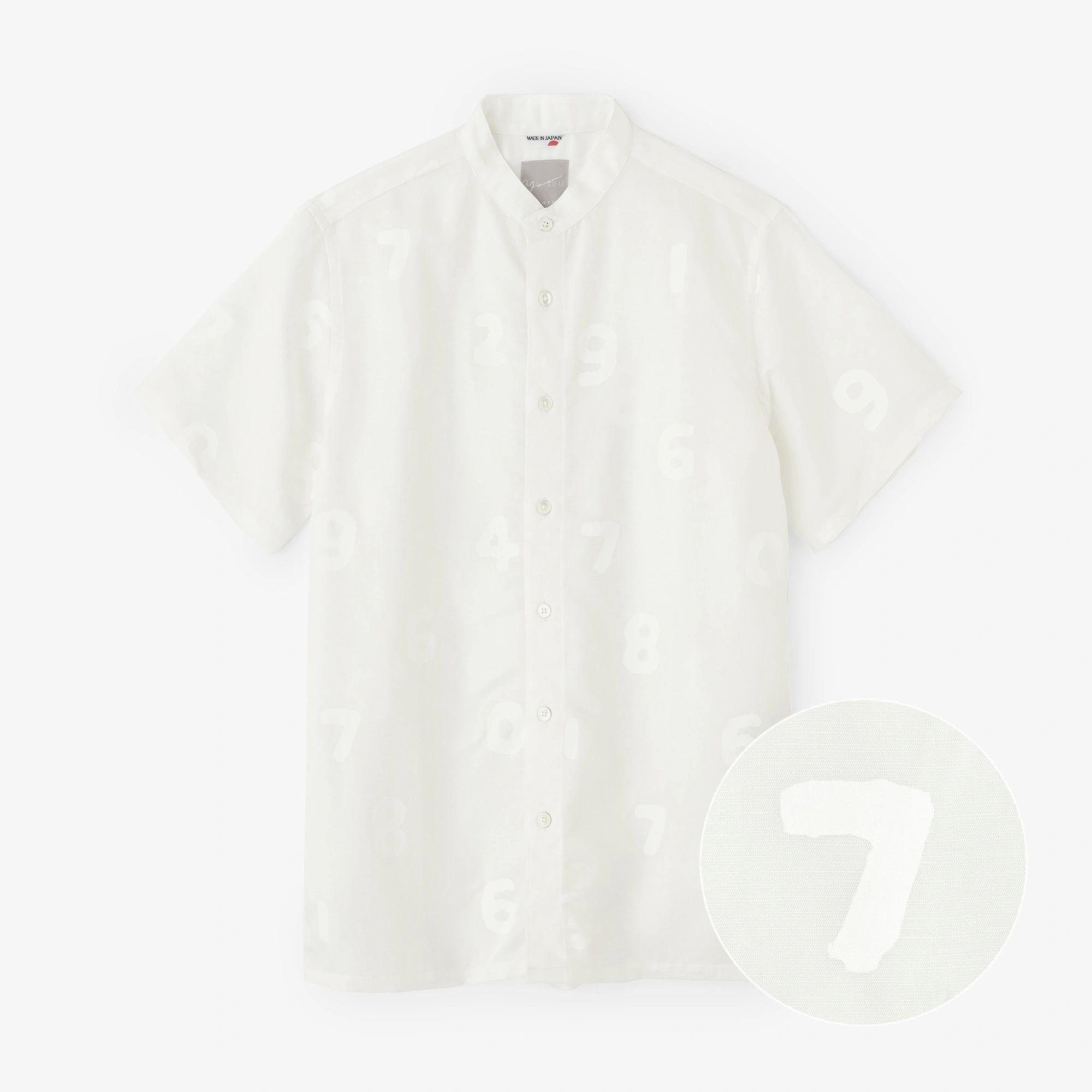 Kurzarmhemd mit Stehkragen aus Chambray-Gewebe/SO-SU-U weiß