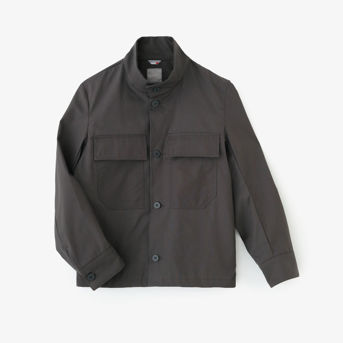 【Ships ard. Mid Nov】High Density Gabadine Stand Collar Short Jacket／Steel Grey
