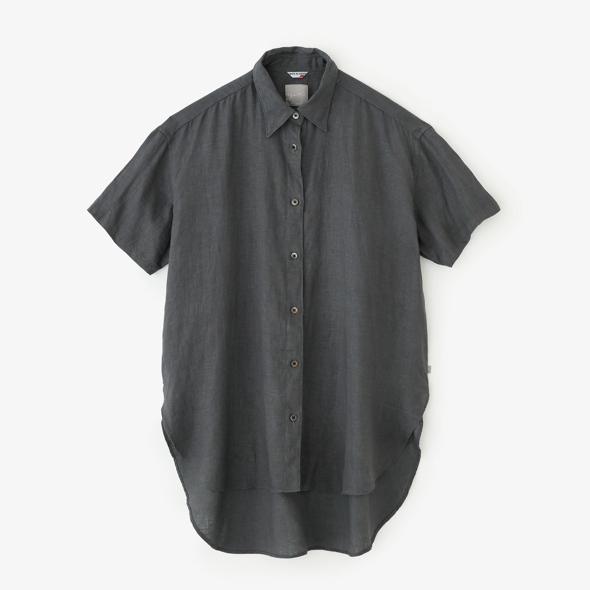 Chemise à manches courtes Tunique en lin Grand L./Gris
