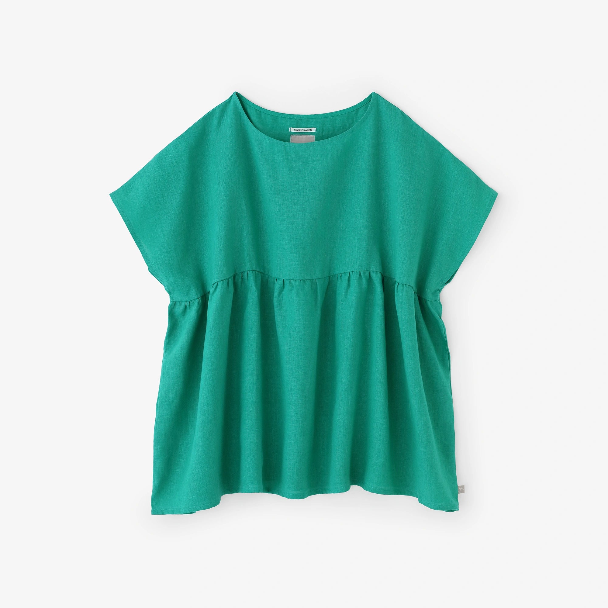 Linen Wrinkle Blouse／Emerald Green