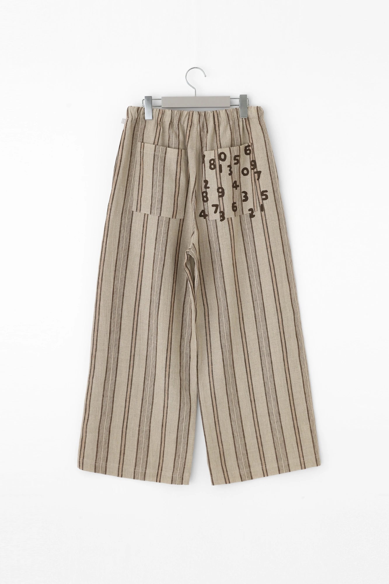 Linen Random Stripe Wide Pants／Biscuit Beige