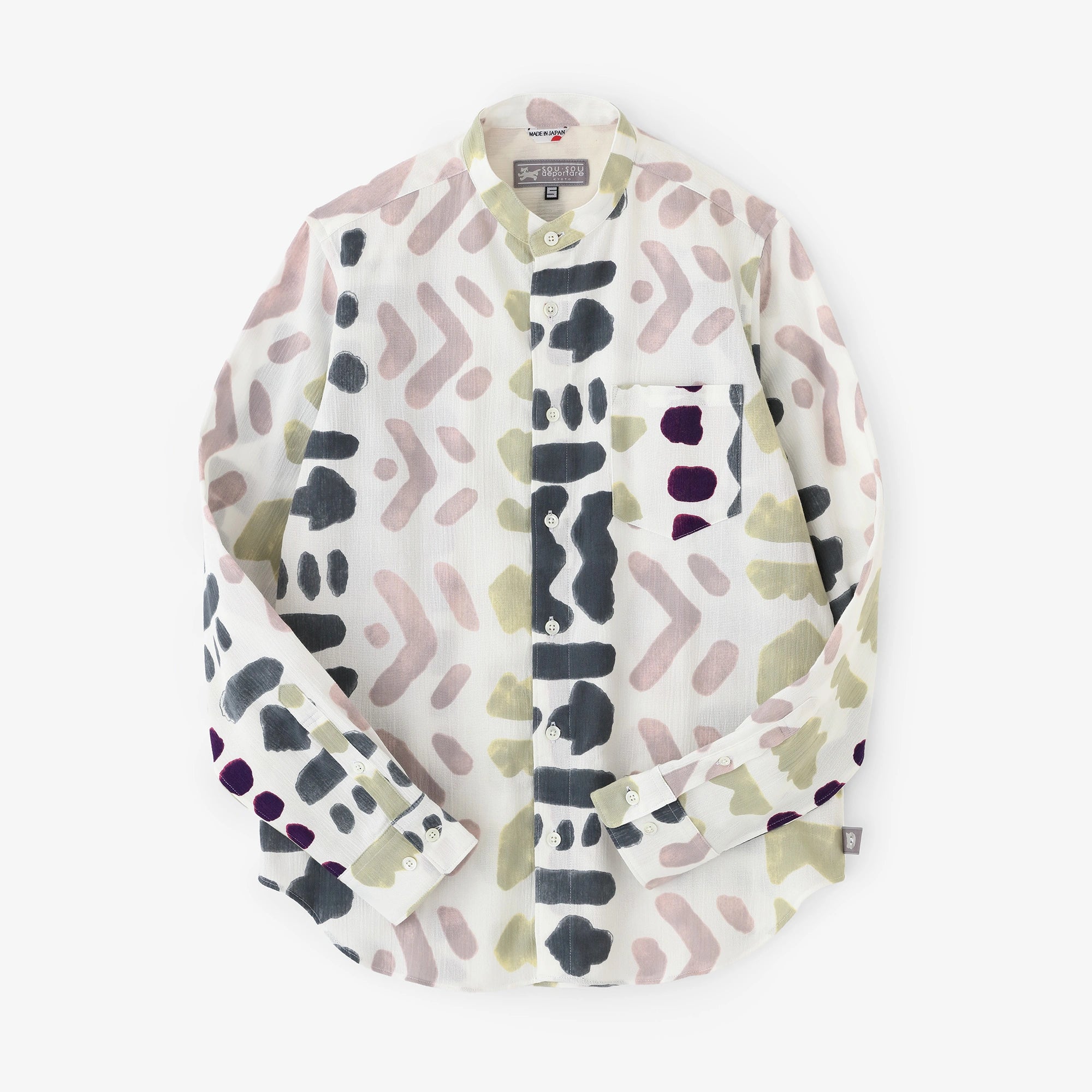  Takashima Chijimi 20/20 Stehkragenhemd/Muster (Monyou)