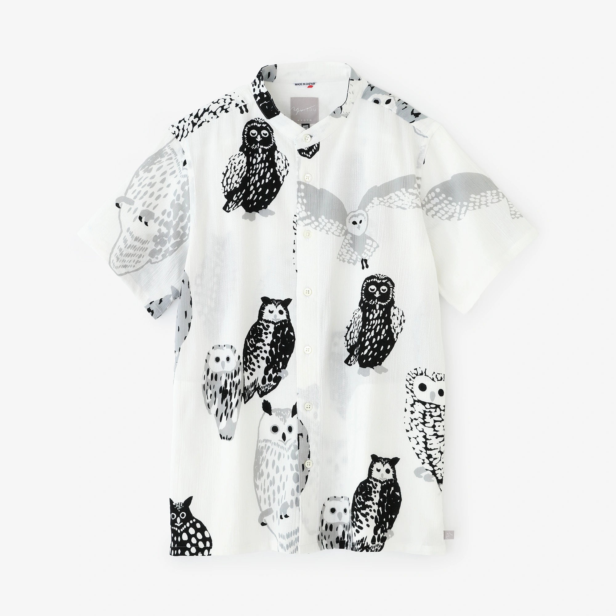 Chizimi Cotton 20/20 Stand Collar Short Sleeve Shirt SP 2.0／Owl