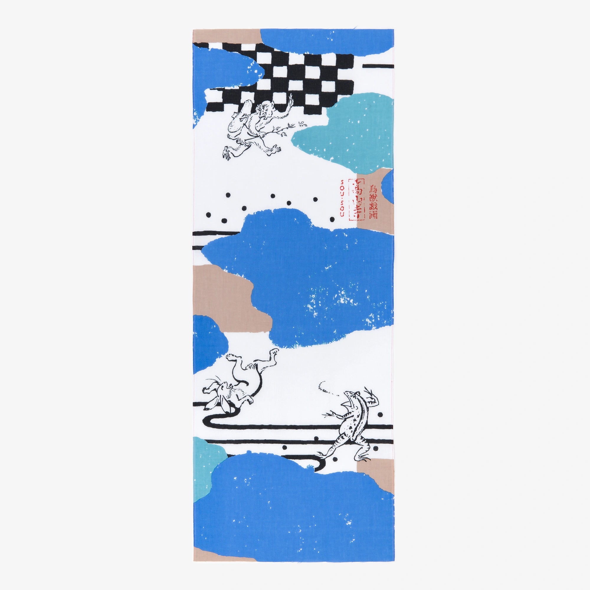Isemomen Cotton Textile Handkerchief / Choju-giga Between Clouds