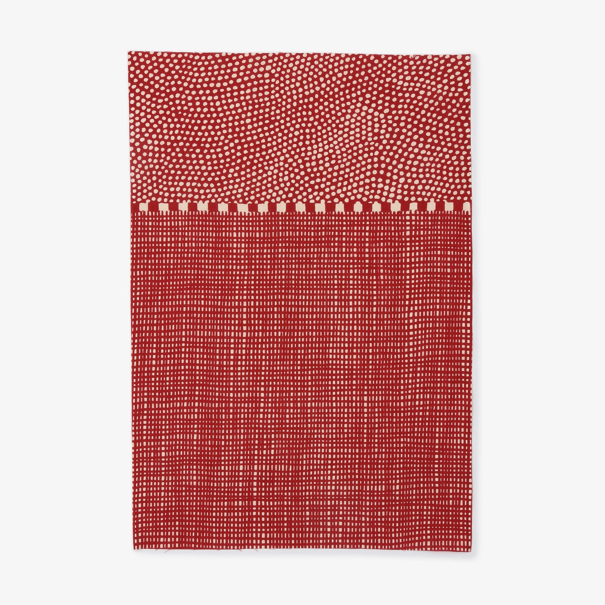 Isemomen Cotton Textile Handkerchief (Short) / Intervals White×Russet