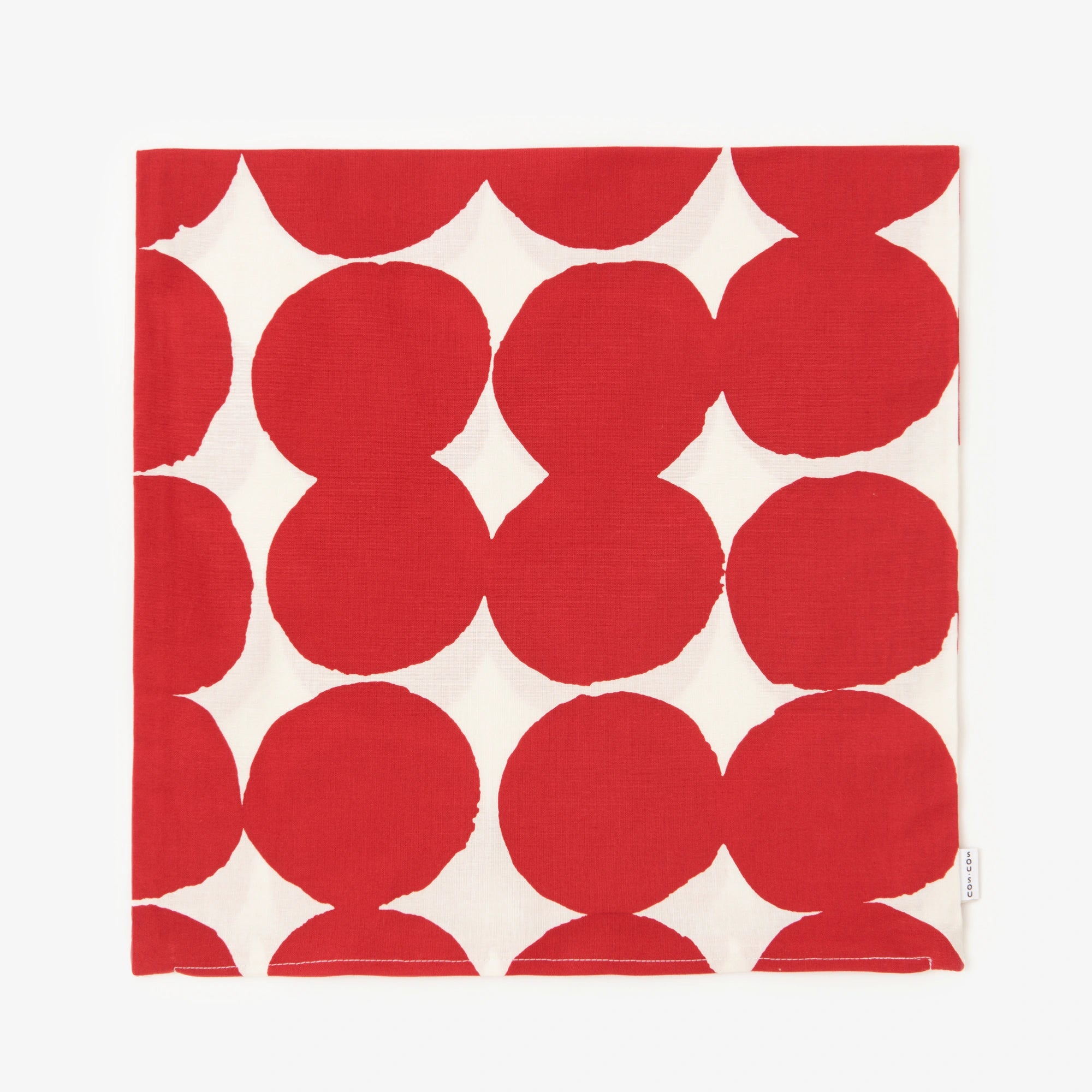 【4週間後発送】平織り21番手 クッション（座布団）カバー／おはじき大 乳白（にゅうはく）×深緋（こきひ）