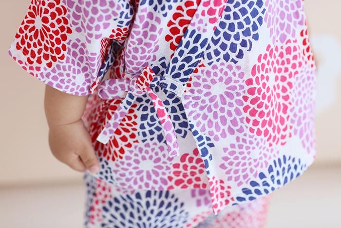 ●Isemomen Cotton Jinbei Set / Chrysanthemum White