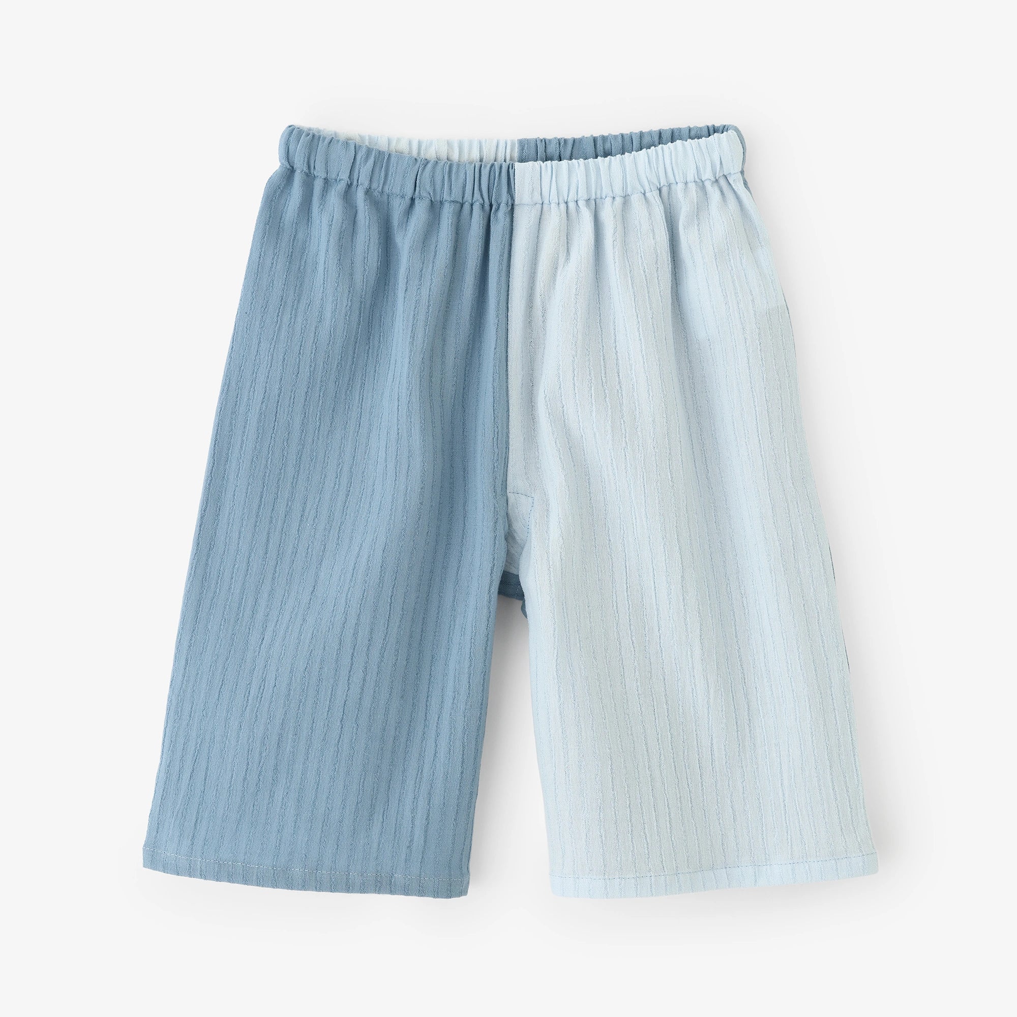 ●高島縮棉 40/20 空羽 童裝及膝短褲 雙色／水色×淺藍色