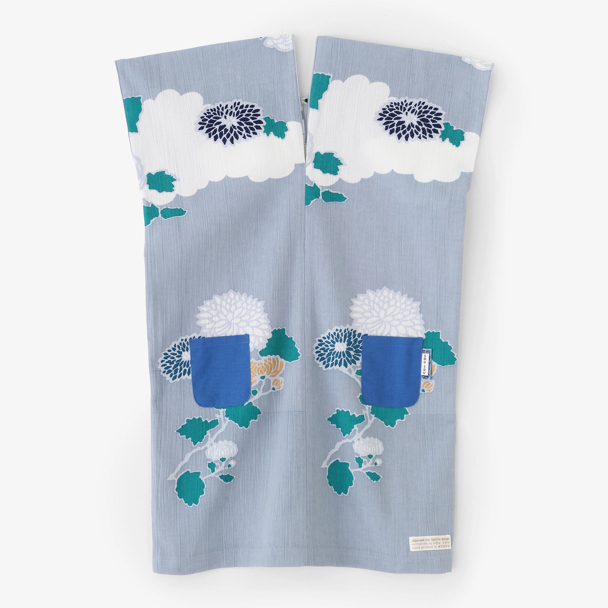 ● Chizimi Cotton 20/20 Rectangular Dress for Kids /Kumodori with Chrysanthemum