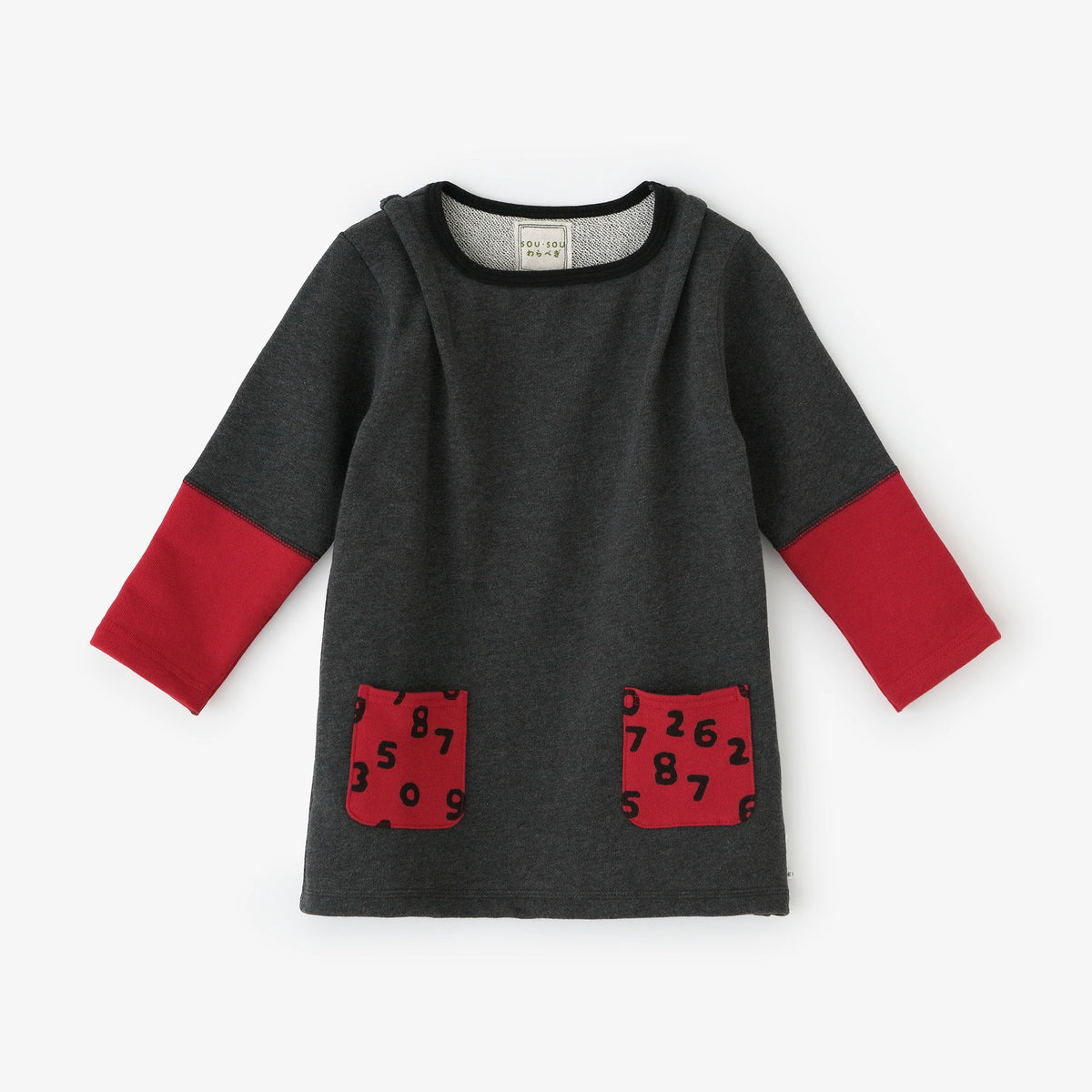 ●Derrière, le motif est en jacquard ; devant, le motif est imprimé à chaud／la couleur de l’alcool × le rouge 