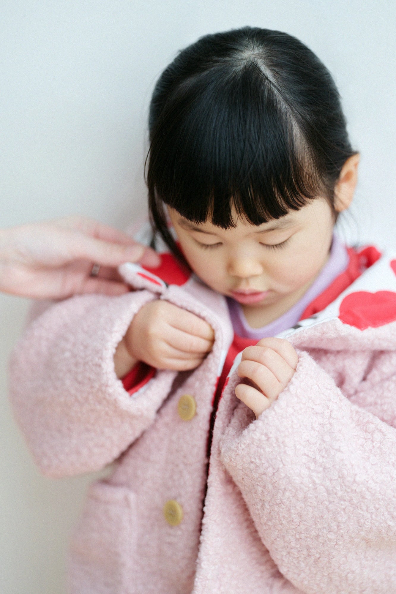 ●Boa Hooded Kinder-Langarmshirt/Momoiro x Bairin Shunkou