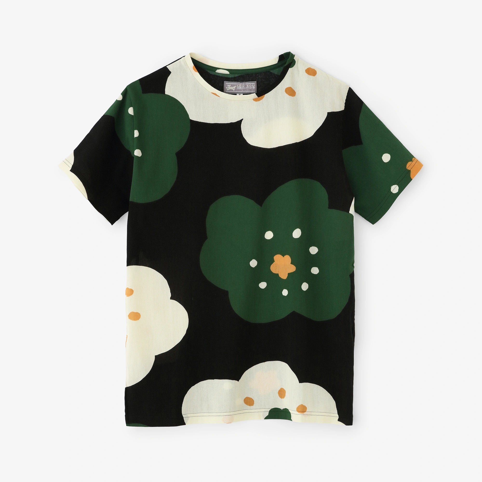 高島縮 40/40 半袖Tシャツ／ほほえみ 濡羽色（ぬればいろ）