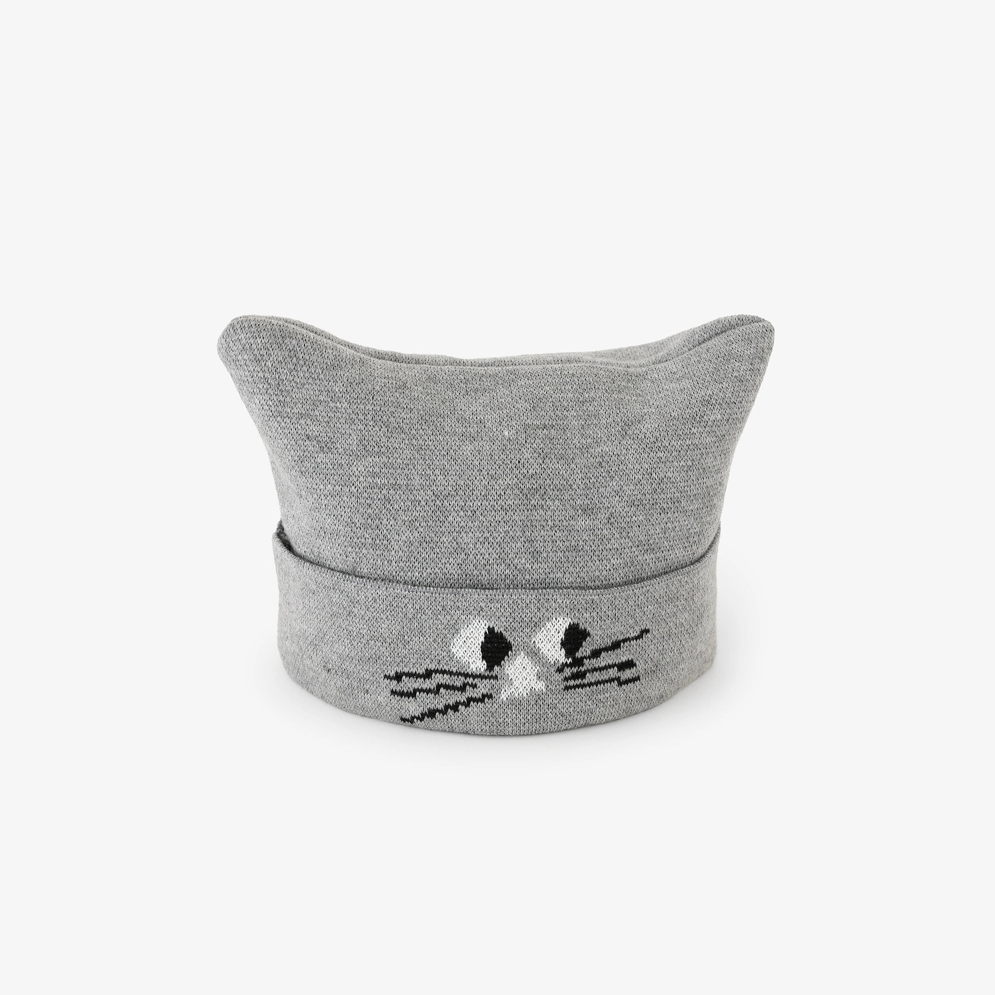 ●depoニャン ジャガード ニットキャップ／ライトグレー