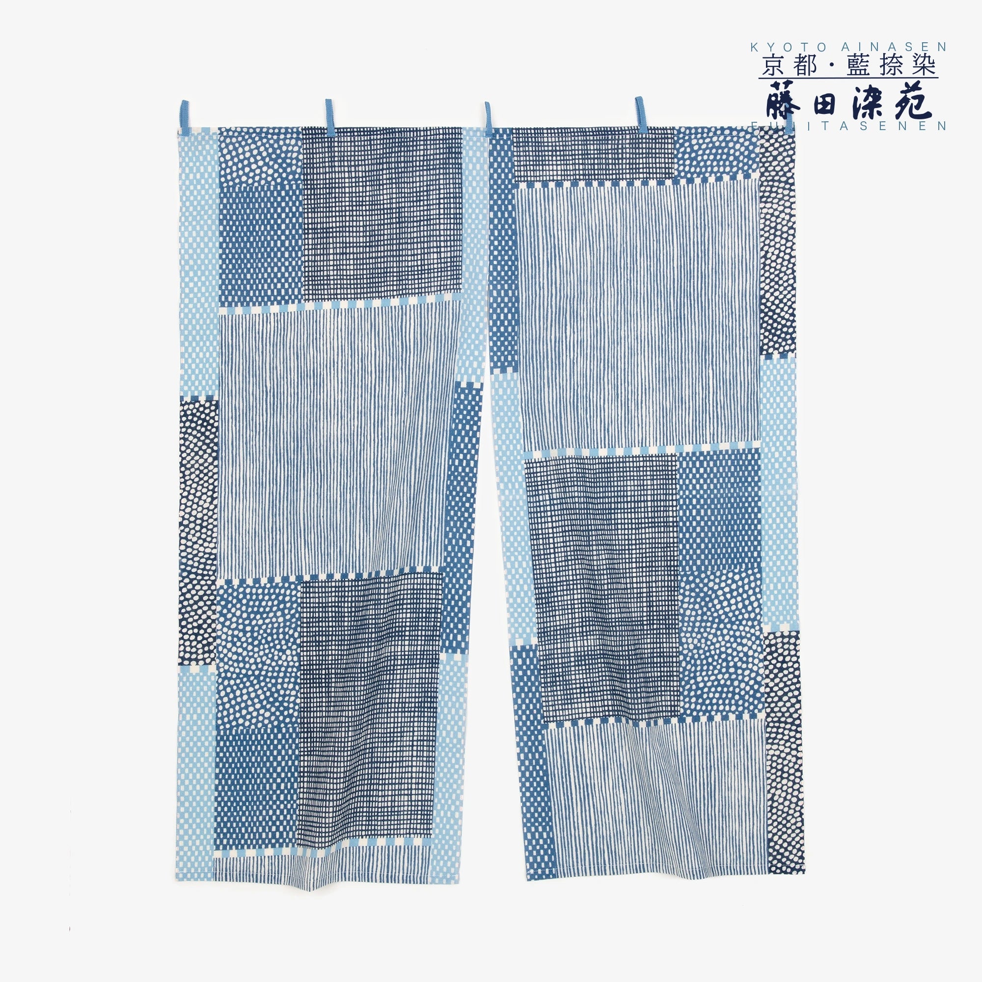 SOU・SOU × Fujitasenen Ainasen Handkerchief Short Curtain 2-piece / Lines and Dots