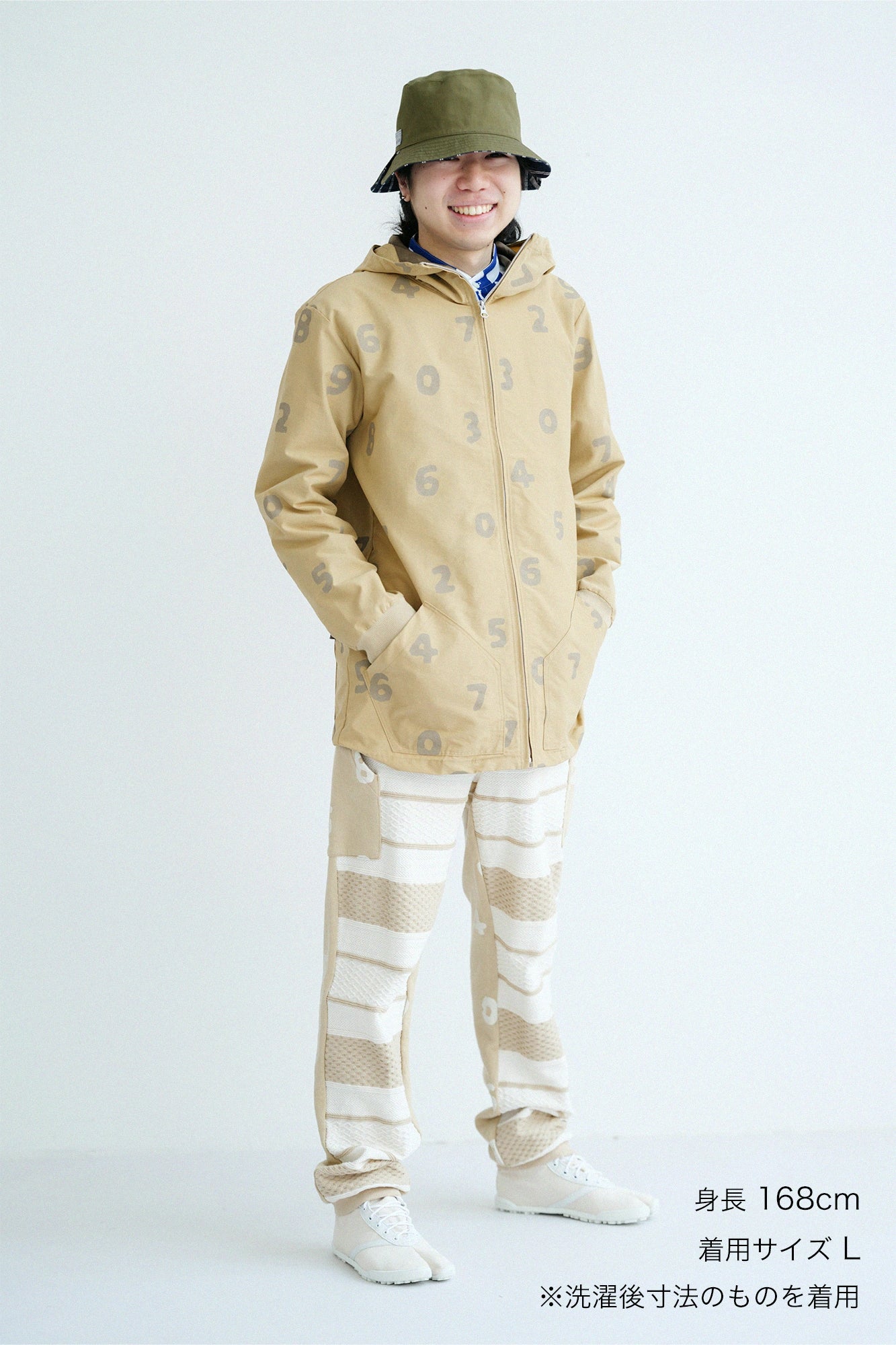 ケーブルジャカード×裏毛 BIKEパンツ／エクリュ ビスケットボーダー×SO-SU-U