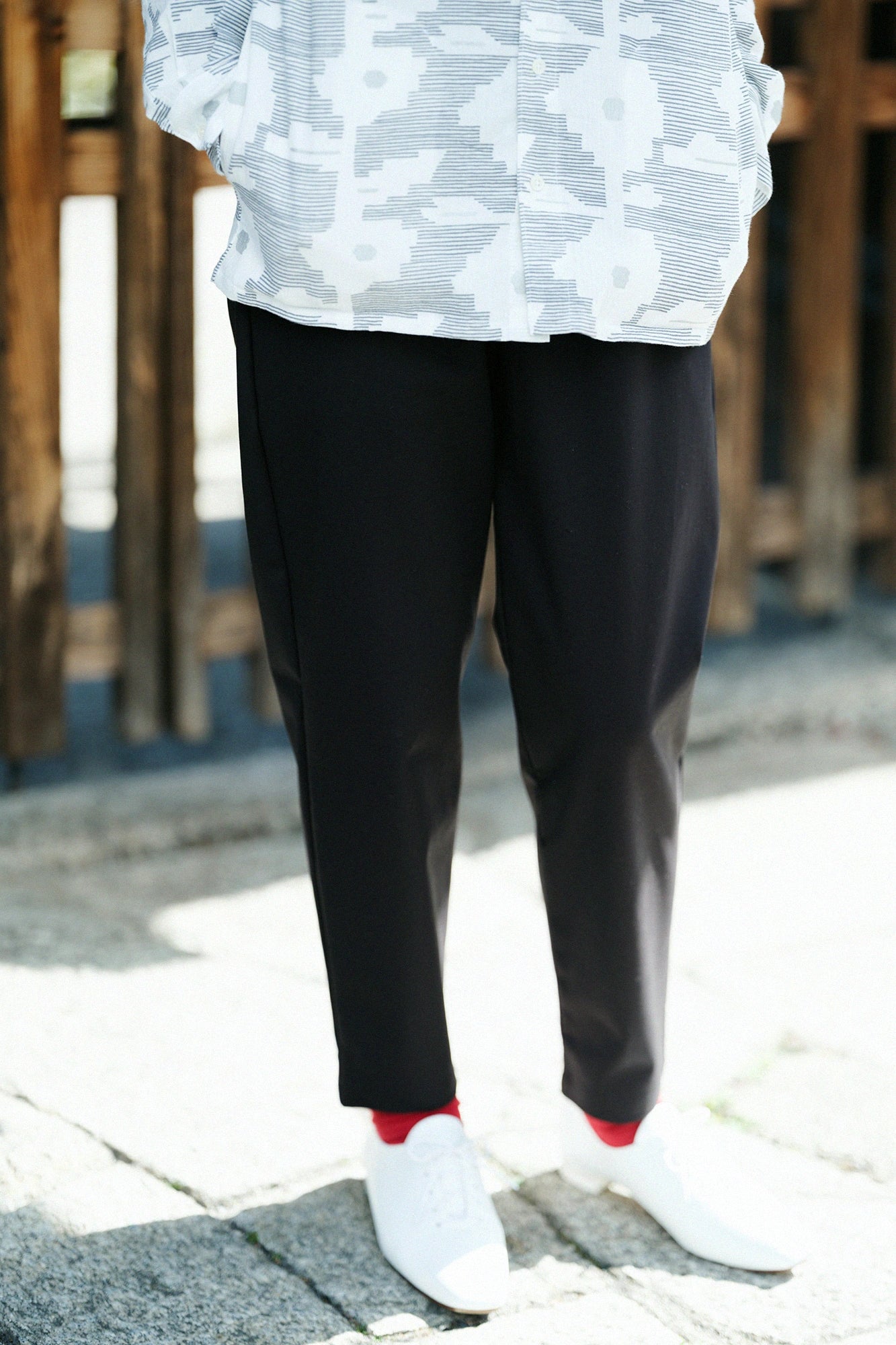 더블 크로스스트레치 이지 테이퍼드 팬츠/블랙