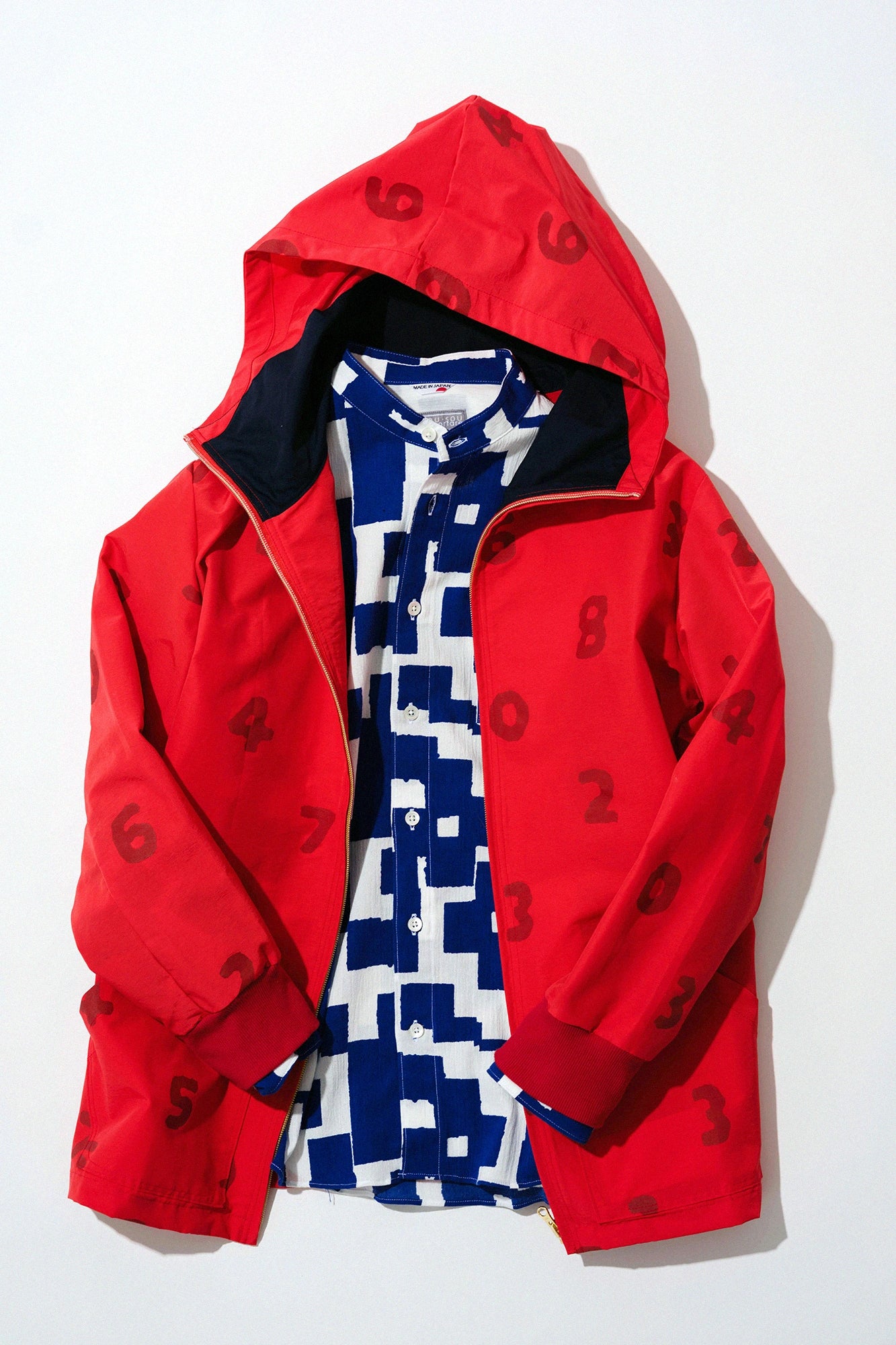 高島縮 20/20 スタンドカラーシャツ／いくばく模様（もよう）