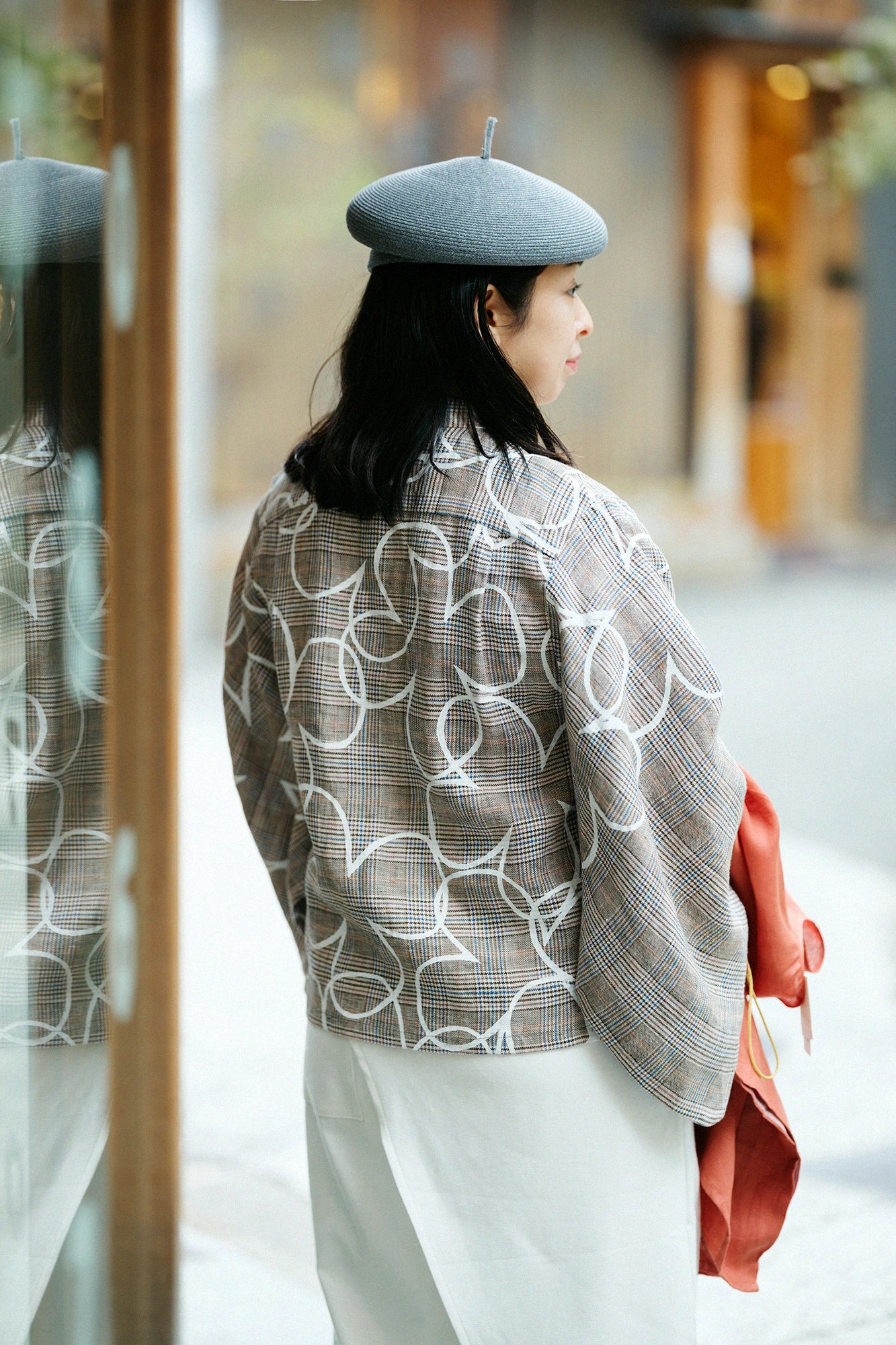 Linen Lattice Weave Kimono Sleeve Blouse／Happiness and Blank 