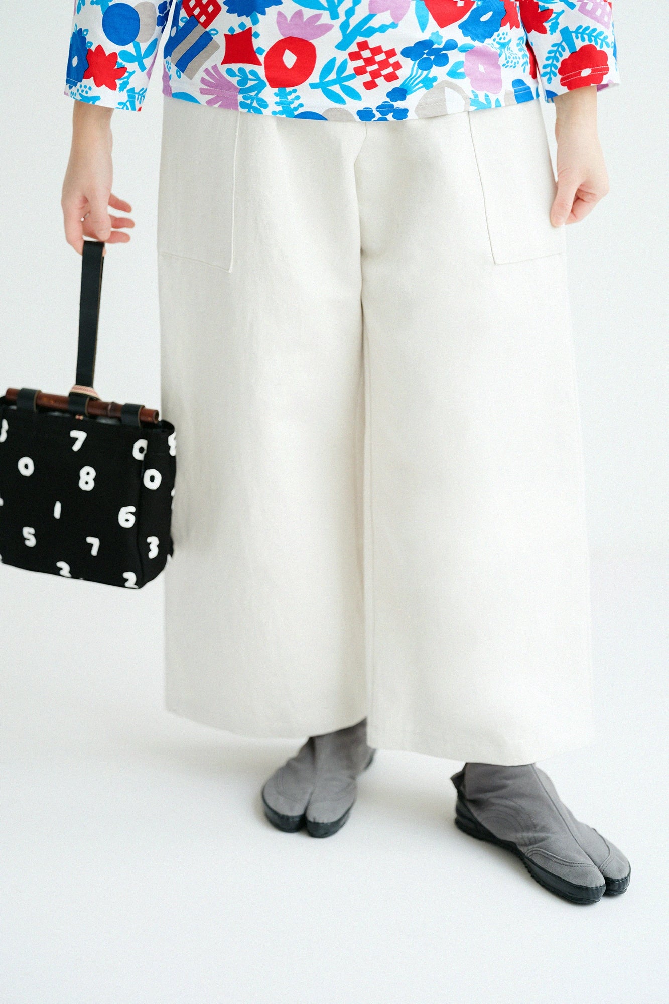 綿麻 綾織（あやおり） 方袋（ほうび）もんぺ／生白（きじろ）