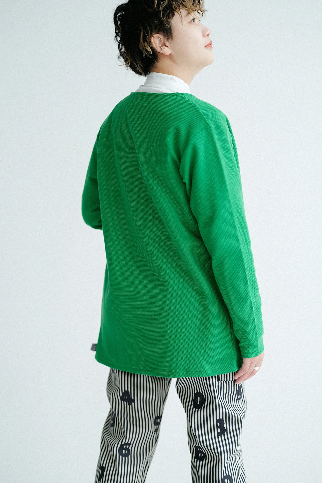 오오라카 V넥 가디건／그린 