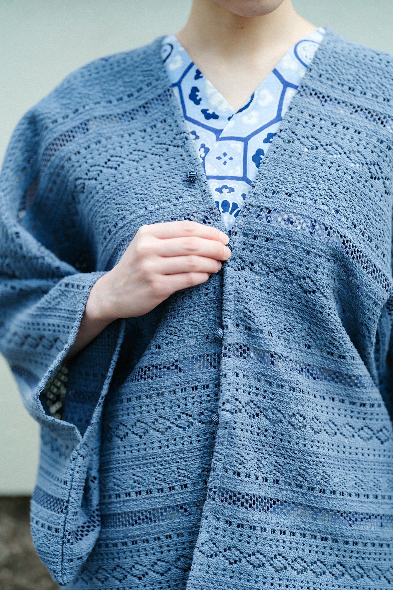 [Expédition prévue vers le 21 avril] Filigrane broderie géométrique Hatsuki/Gris bleu