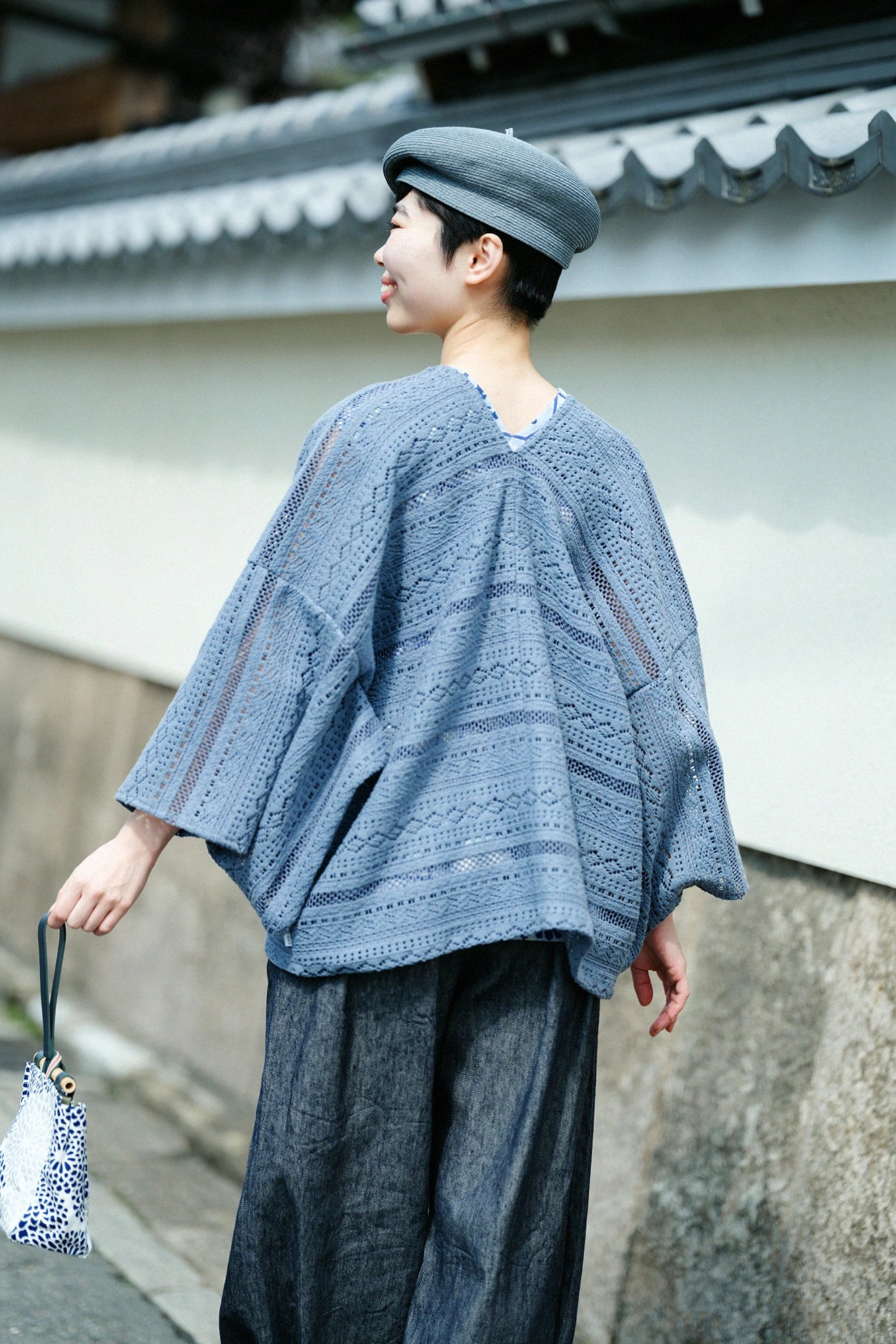 [Expédition prévue vers le 21 avril] Filigrane broderie géométrique Hatsuki/Gris bleu