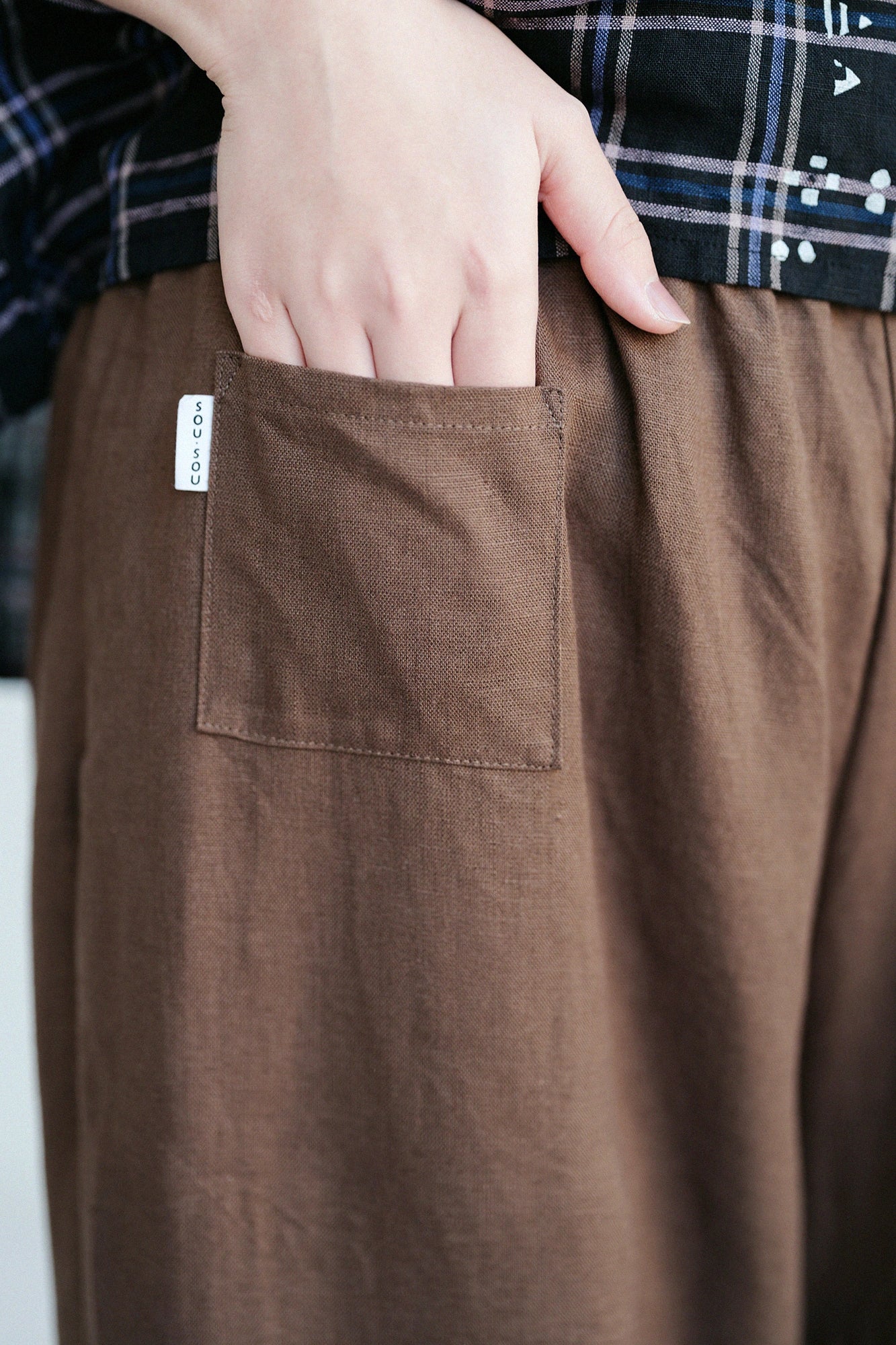 Linen Wide-legged Pants／Brown