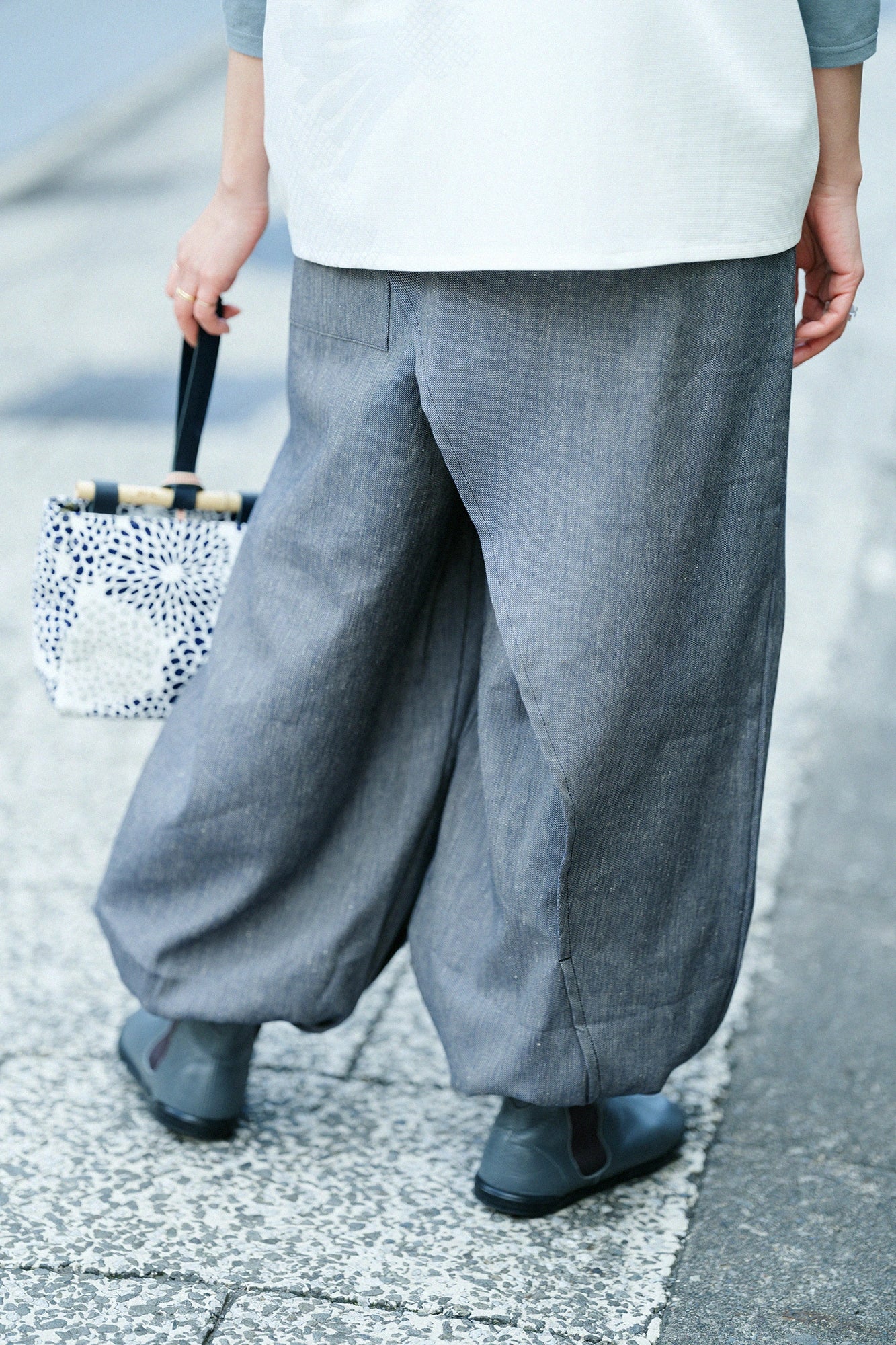 綿麻 綾織（あやおり） 手柄寛衣下（たかみかんいした）／杢紺（もくこん）