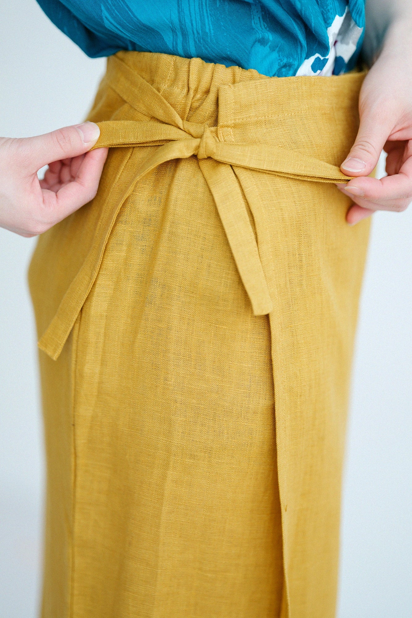 【Ships ard. 4/21】Linen Wrap Skirt / Golden Yellow 