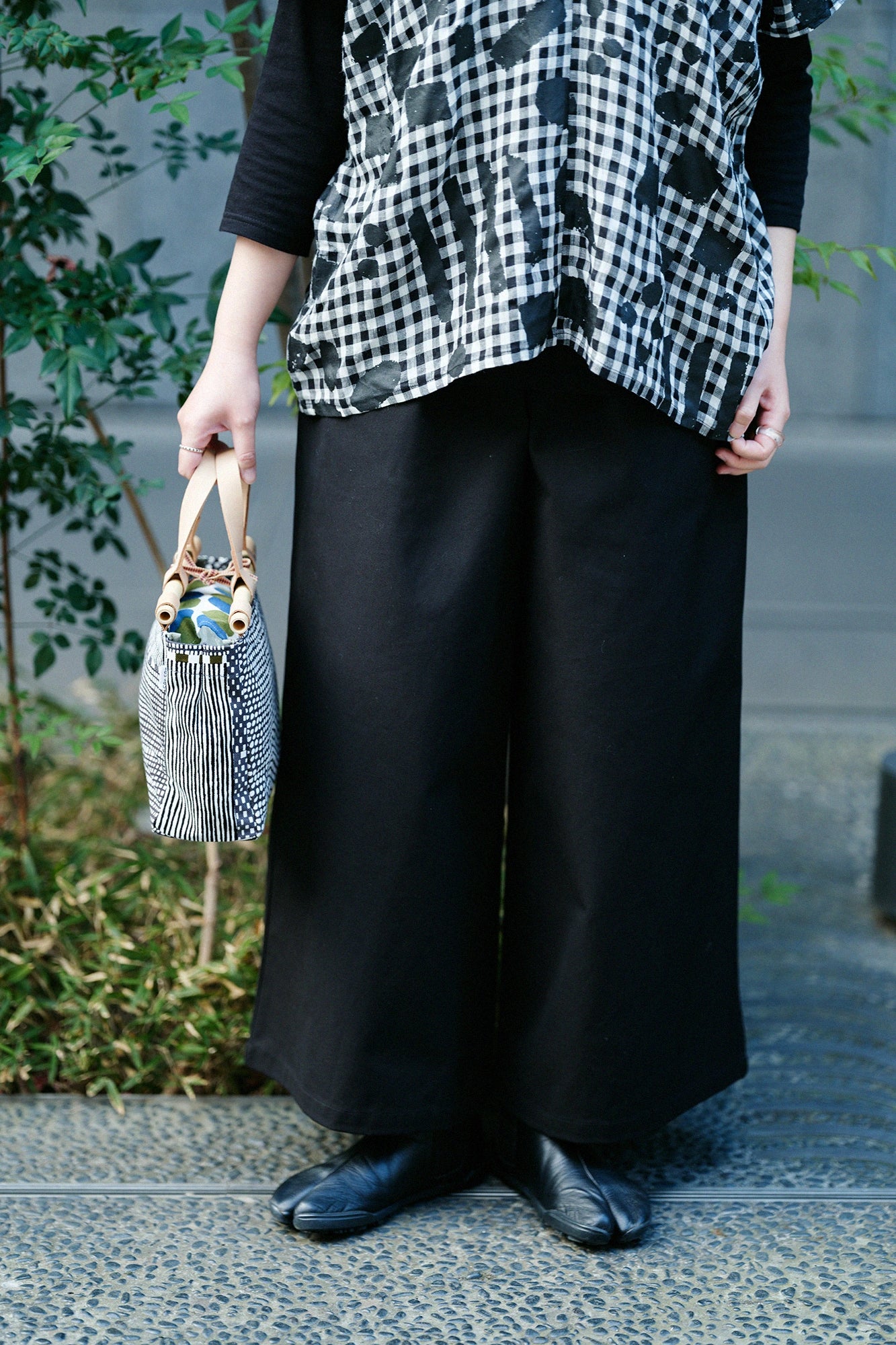 No.11 Canvas Wide-legged Pants／Black
