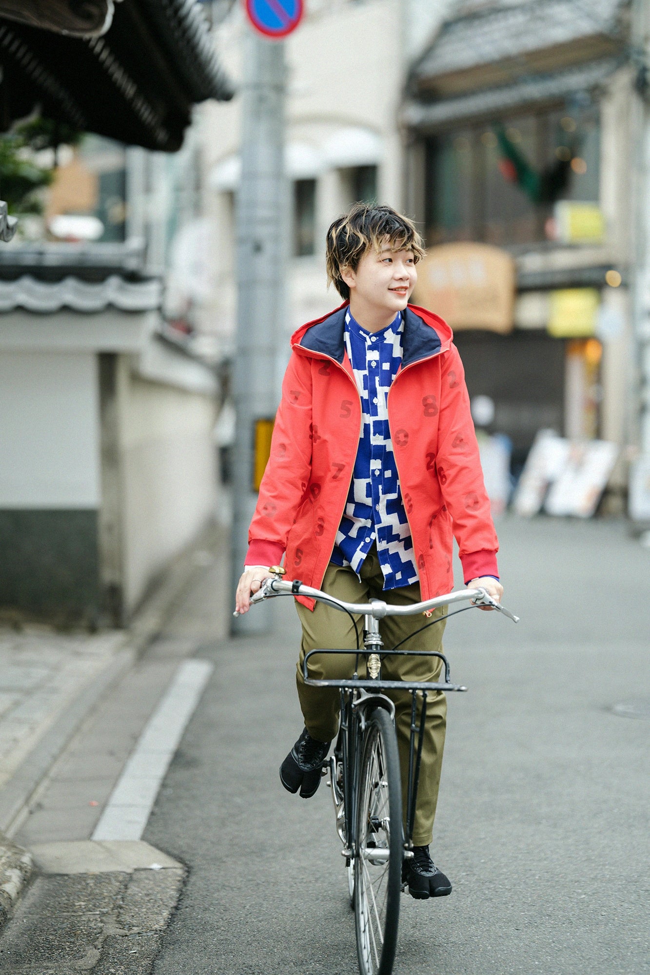 高島縮 20/20 スタンドカラーシャツ／いくばく模様（もよう）