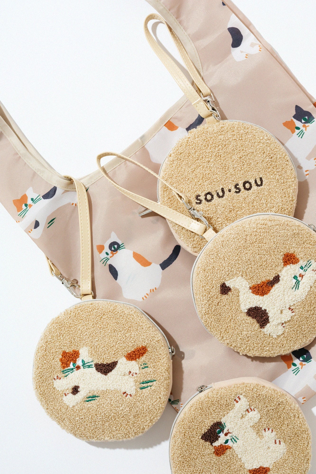 SOU・SOU× 성품 서점 삼모 고양이 파우치 & 에코 백/신