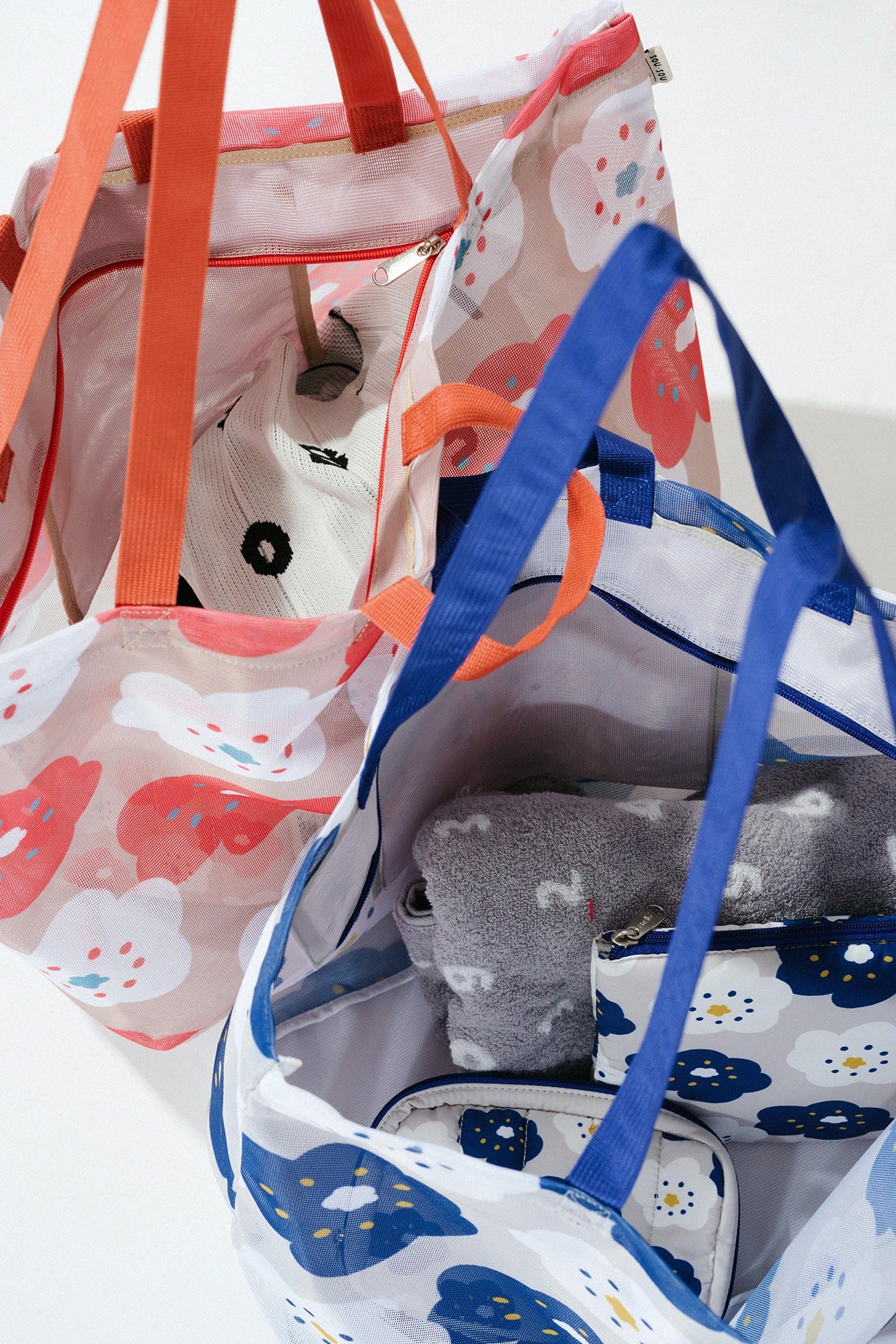 SOU・SOU×eslite librairie 2WAY sac en filet/smile SF bleu marine