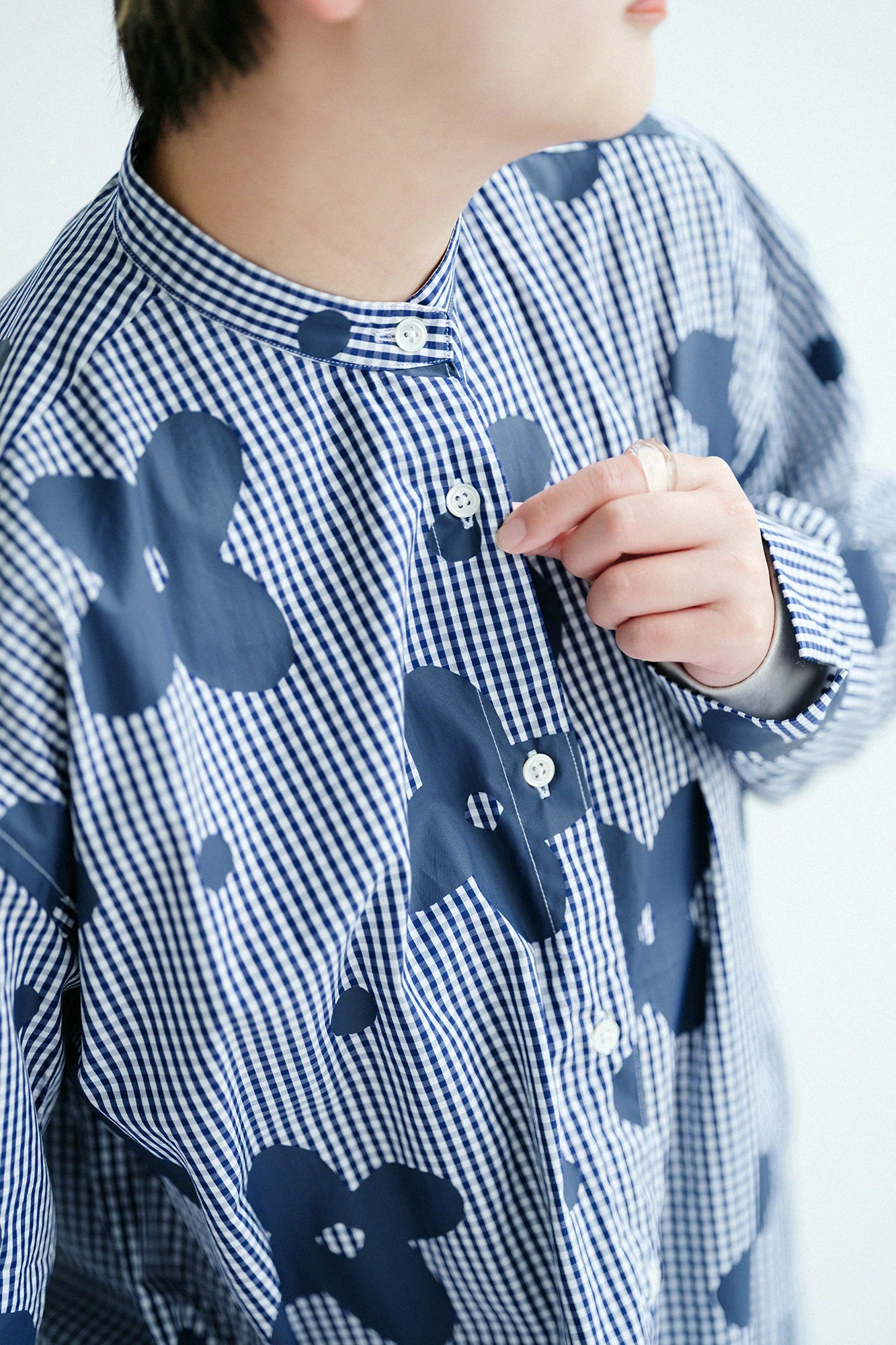 超長綿 グランシャツワンピース R.H／山花風（やまはなかぜ） ネイビーチェック