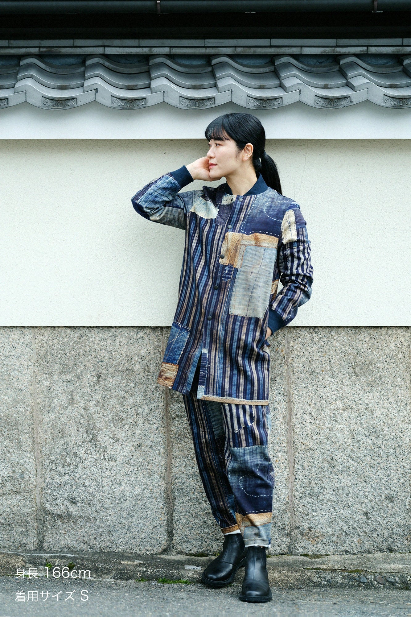 코튼린넨 능직스트레치 블루종／BORO II IJ